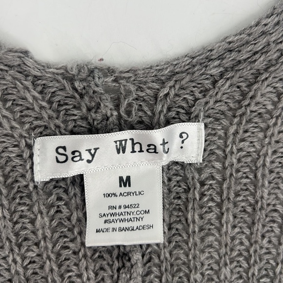 Say What? Gray Cardigan Thigh Length Sweater Women's sz. M - Picture 5 of 8
